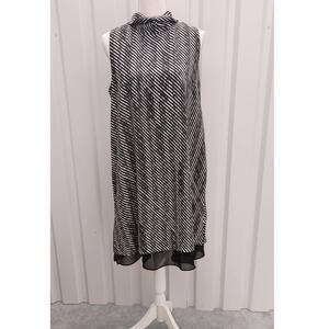 Alfani Dress Sleeveless Midi Layered Mock Neck Keyhole Sz 10 Black White